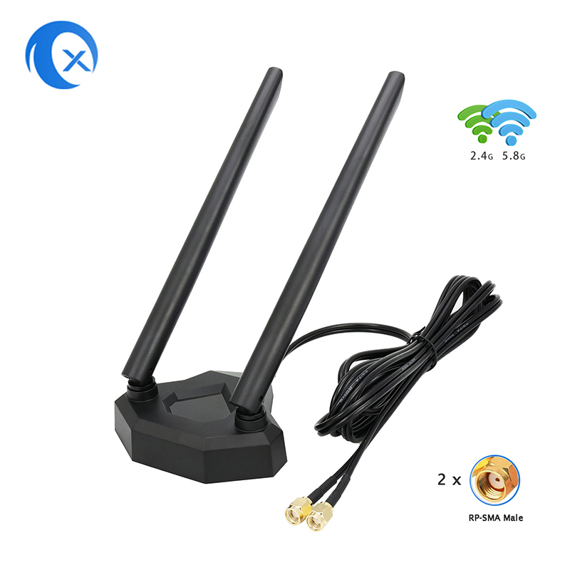 TX Electronics TX-AB042 تركيب هوائي مغناطيسي ثنائي النطاق مقاومة للهوائي 2.4G 5.8G واي فاي عالية الرواج الهوائي المغناطيسي قاعدة مغناطيسية ثنائية الرصاص الهوائي الخارجي